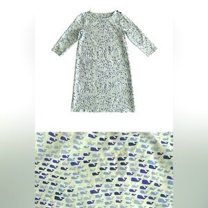 Vineyard Vines School Of Whales Tisbury Dress L/14 Blue Animal Print Knit